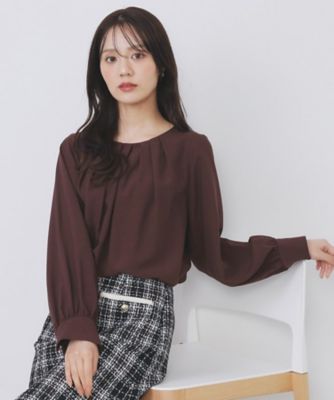 ＜index (Women)＞クルーネックタックブラウス【洗濯機ＯＫ／防シワ／イージーアイロン】（２００２５４４８１９）