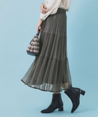 ＜index (Women)＞リバーシブルチュールティアードフレアスカート【洗濯機ＯＫ】（２００２５４４８２０）