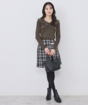 クロスチュールフリルリブニット【洗濯機OK／抗ピル