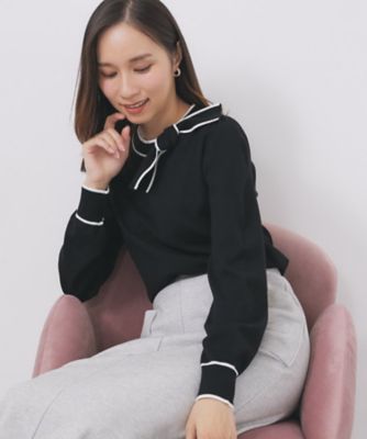 サイドリボンバイカラーニット【洗濯機OK】（2002544857