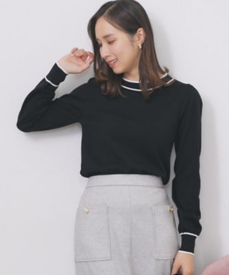 サイドリボンバイカラーニット【洗濯機OK】（2002544857