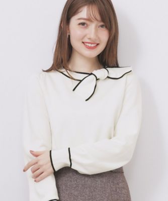 ＜index (Women)＞サイドリボンバイカラーニット【洗濯機ＯＫ】（２００２５４４８５７）