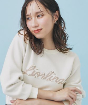 ＜index (Women)＞パール調ロゴクルーネックニット【洗濯機ＯＫ】（２００２５４５１２２）