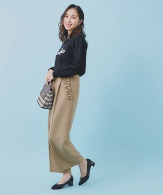 フリルポケットストレートパンツ【洗濯機OK／防シワ