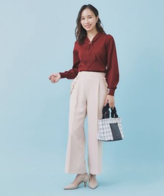 フリルポケットストレートパンツ【洗濯機OK／防シワ