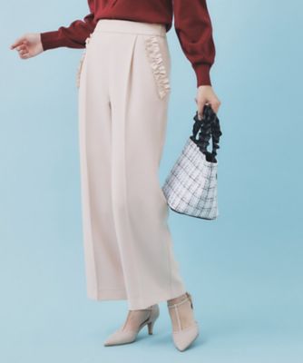 フリルポケットストレートパンツ【洗濯機OK／防シワ