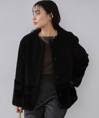 フェイクボア切替ショートコート（2002545125） | OPAQUE