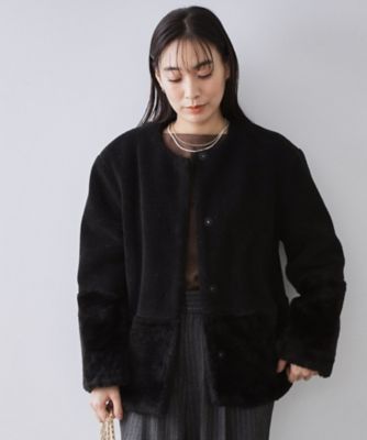 OPAQUE.CLIP (Women)/オペークドットクリップ フェイクボア切替ショートコート(2002545125) クロ019 アウター【三越伊勢丹/公式】