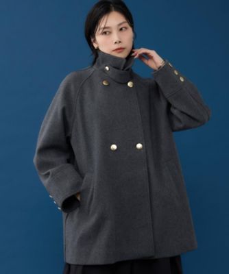 クラシカルな装い ウールライクスタンドカラーコート
