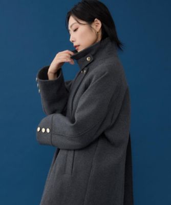 クラシカルな装い ウールライクスタンドカラーコート