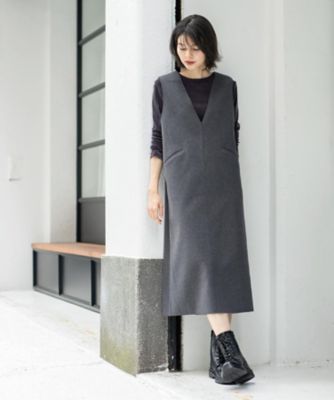 【新品】&エルシー　ジャンバードレス ウールライクジャンパードレス【洗濯機洗い可】（2002545141