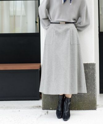 OPAQUE.CLIP (Women)/オペークドットクリップ ウールライクフレアスカート(2002545144) グレー012 ロングスカート【三越伊勢丹/公式】