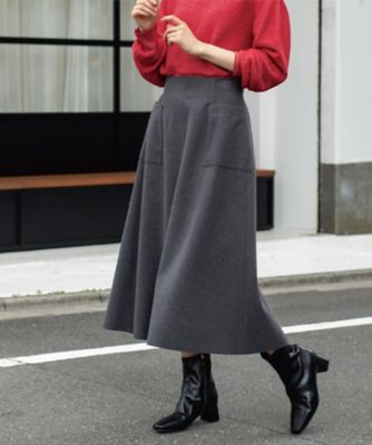 OPAQUE.CLIP (Women)/オペークドットクリップ ウールライクフレアスカート(2002545144) グレー014 ロングスカート【三越伊勢丹/公式】