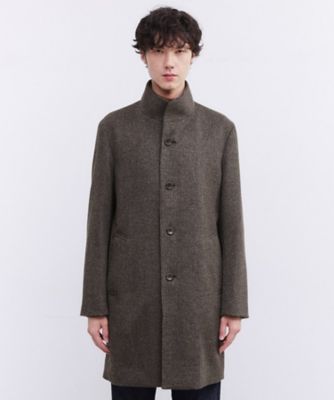 タケオキクチ カシミア混 ヘリンボーン スタンドカラーコート 着用感の