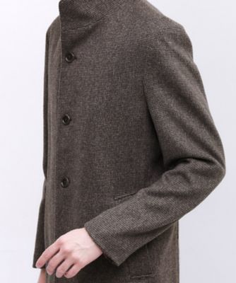 タケオキクチ カシミア混 ヘリンボーン スタンドカラーコート 着用感の