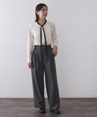 バイカラーボウタイブラウス【洗濯機OK】（2002545169