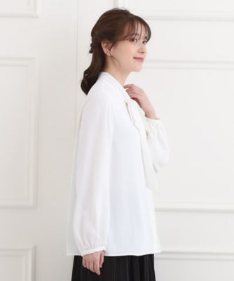 洗濯機可】すっきりバランスにこだわった リボンタイブラウス