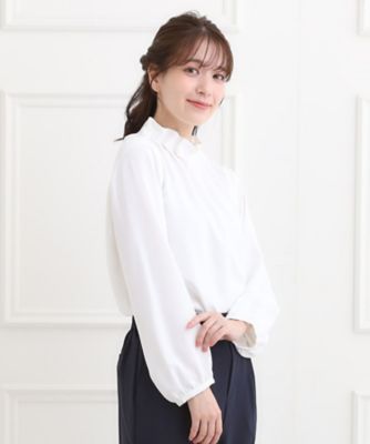 洗濯機可／S－3L】上品で華やか スタンドフリルブラウス