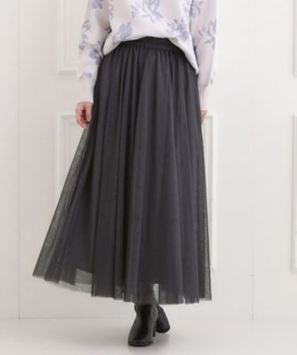 ＜SHOO LA RUE (Women)＞【洗える】滑らか軽やか　シーン問わず着れるチュールギャザースカート（２００２５４５１９１）