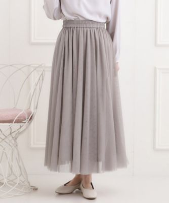 SHOO LA RUE (Women)/シューラルー 滑らか軽やか シーン問わず着れるチュールギャザースカート(2002545191) ベージュ051 ロングスカート【三越伊勢丹/公式】