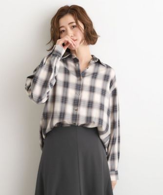 ＜GROVE (Women)＞オンブレーチェックシャツ（２００２５４５２３５）