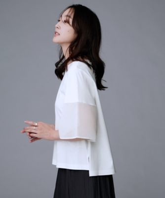 コットン100／Tシャツ／フレア袖】シアースリーブ プル