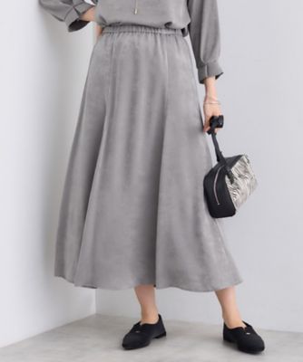 INDIVI (Women)/インディヴィ【UVケア/セットアップ可能】スエード調サテンスカート(2002545348) グレー612 ロングスカート【三越伊勢丹/公式】