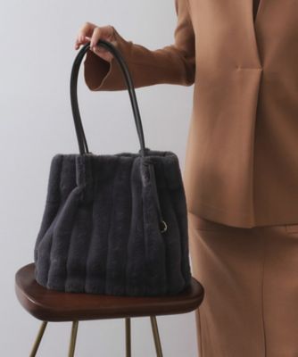 OPAQUE.CLIP (Women)/オペークドットクリップ【A4サイズ対応/マチ付き】ストライプフェイクファートートバッグ(2002545403) グレー014 旅行用かばん・バッグ【三越伊勢丹/公式】