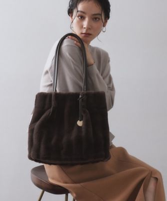 OPAQUE.CLIP (Women)/オペークドットクリップ【A4サイズ対応/マチ付き】ストライプフェイクファートートバッグ(2002545403) チャ044 旅行用かばん・バッグ【三越伊勢丹/公式】