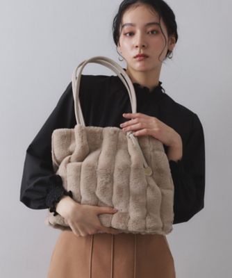 OPAQUE.CLIP (Women)/オペークドットクリップ【A4サイズ対応/マチ付き】ストライプフェイクファートートバッグ(2002545403) ベージュ052 旅行用かばん・バッグ【三越伊勢丹/公式】