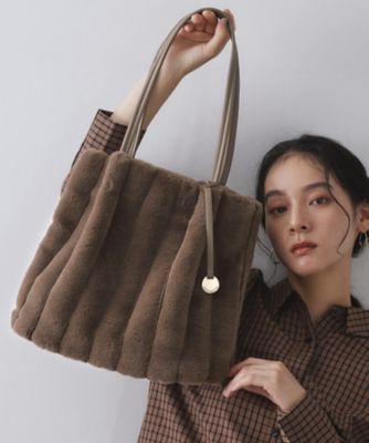 OPAQUE.CLIP (Women)/オペークドットクリップ【A4サイズ対応/マチ付き】ストライプフェイクファートートバッグ(2002545403) チャ842 旅行用かばん・バッグ【三越伊勢丹/公式】