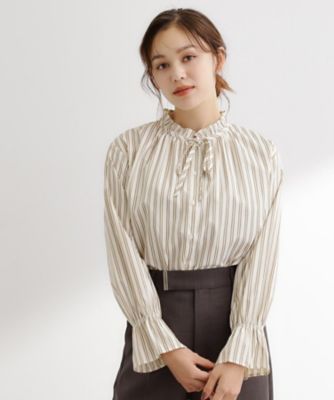 フリルカラーリボンブラウス（2002545566） | GROVE (Women