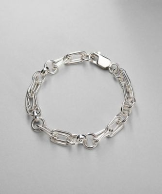 シルバー ミックスチェーン ダブルリンクブレスレット
