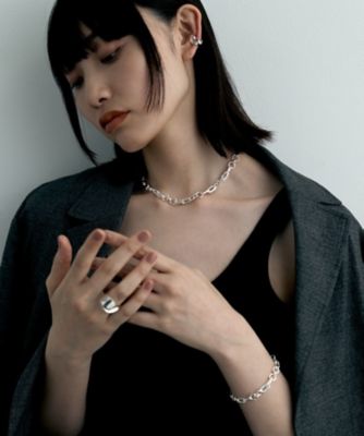 シルバー ミックスチェーン ダブルリンクブレスレット