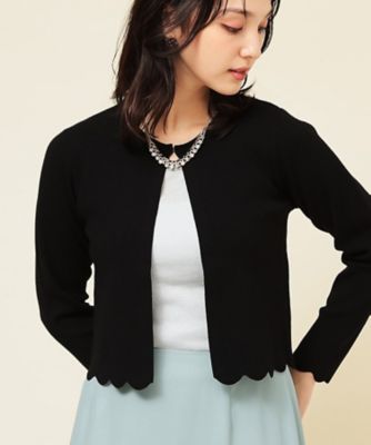 SUNAUNA (Women)/スーナウーナ【4色展開/定番】スカラップボレロ(2002545600) クロ019 トップス【三越伊勢丹/公式】