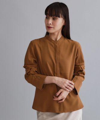 OPAQUE.CLIP (Women)/オペークドットクリップ ブザム切替バンドカラーシャツブラウス【洗濯機OK/防シワ/UVケア/接触冷感】(2002545617) チャ044 トップス【三越伊勢丹/公式】