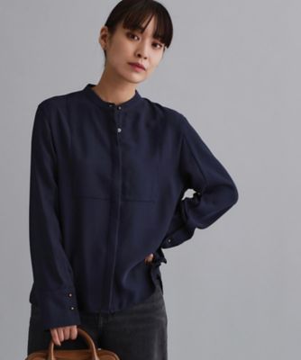 OPAQUE.CLIP (Women)/オペークドットクリップ ブザム切替バンドカラーシャツブラウス【洗濯機OK/防シワ/UVケア/接触冷感】(2002545617) アオ094 トップス【三越伊勢丹/公式】