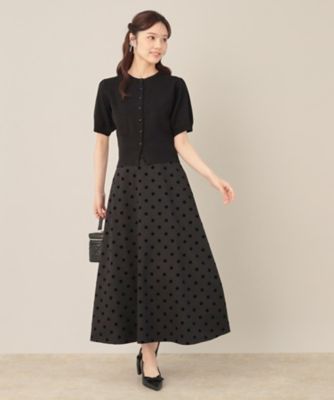 マーブルシュッド　Sea Dots Tuck スカート　黒　F　フレア　日本製 マーブルシュッド Sea Dots Tuck スカート 黒 F フレア 日本製