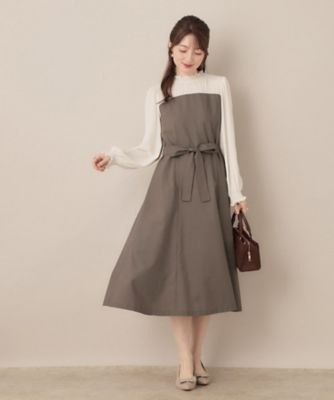 VERSACE シルクシフォン裾きゅん開きフリル美形ベアトップワンピース レイヤード風・きれいめ・通勤】ドッキングベアワンピース