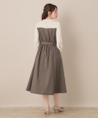 【レイヤード風・きれいめ・通勤】ドッキングベアワンピース レイヤード風・きれいめ・通勤】ドッキングベアワンピース