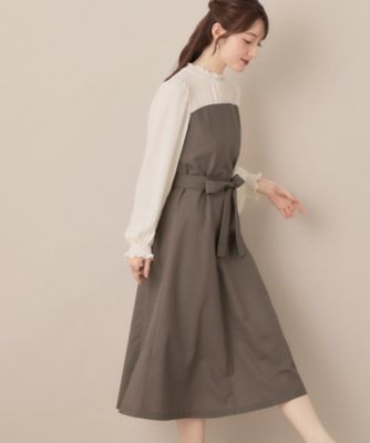 【レイヤード風・きれいめ・通勤】ドッキングベアワンピース レイヤード風・きれいめ・通勤】ドッキングベアワンピース