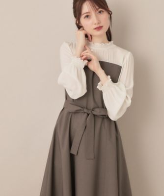 【レイヤード風・きれいめ・通勤】ドッキングベアワンピース Couture Brooch ワンピース 「レイヤード風・きれいめ・通勤