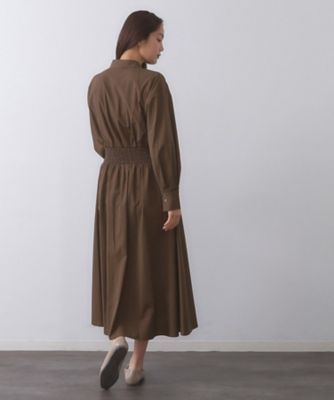 新品 ジャスグリッティー シャーリング シャツ ワンピース 茶 シャーリングフィット＆フレアシャツワンピース【洗濯機洗い可