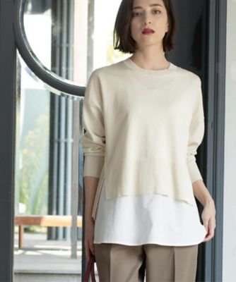 OPAQUE.CLIP (Women)/オペークドットクリップ 《ツインセット》リラクシーサイドスリットニット×ドッキングタンク(2002545647) シロ503 トップス【三越伊勢丹/公式】