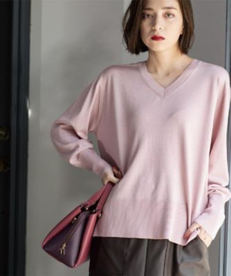 【SALE】OPAQUE.CLIP (Women)/オペークドットクリップ リラクシーVネックニット《6col》(2002545648) ピンク870 トップス【三越伊勢丹/公式】