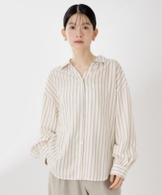 ＜THE SHOP TK (Women)＞ストライプバックシャーリングシャツ【体型カバー／洗える】（２００２５４５６８５）