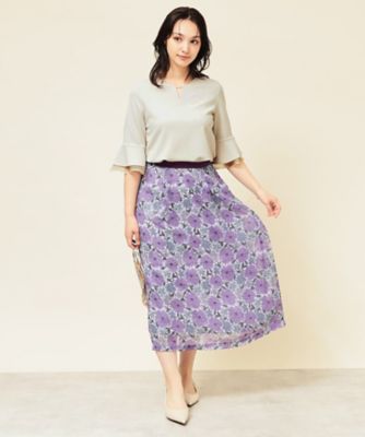 プルオーバー半袖　Lサイズ ＋5㎝ リバティ・ライラック アイボリー プルオーバー半袖 Lサイズ ＋5㎝ リバティ・ライラック