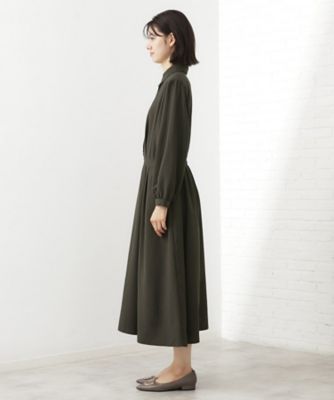春まで着られる】フィット＆フレア長袖ワンピース
