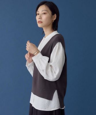 着るだけでコーディネートが決まる】ニットベスト＆ブラウスセット