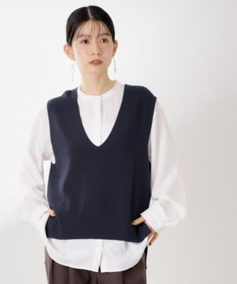 バーバリー　ブラウス&ベストセット 着るだけでコーディネートが決まる】ニットベスト＆ブラウスセット